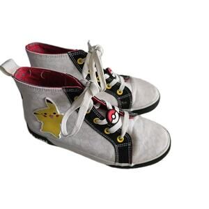 Ground Up White Pokemon Pikachu Lace Up High Top Sneakers Shoes Boys Size 4